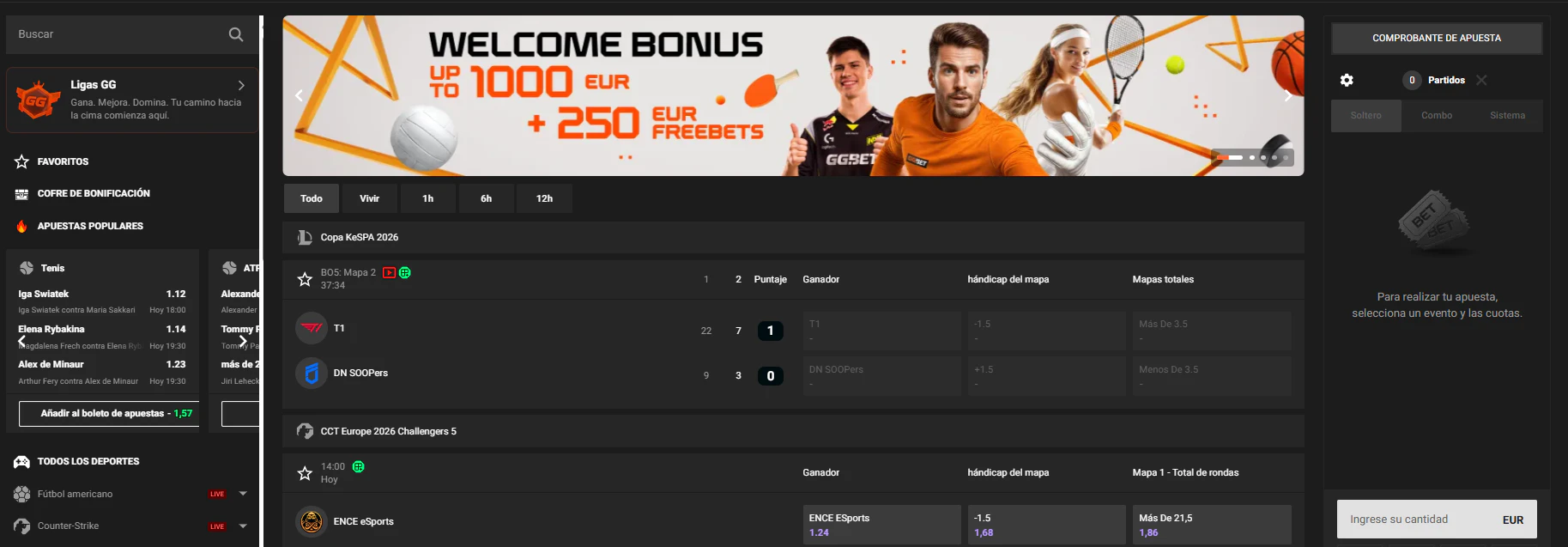 Eventos deportivos, eSports y mercados de apuestas disponibles en GGBET